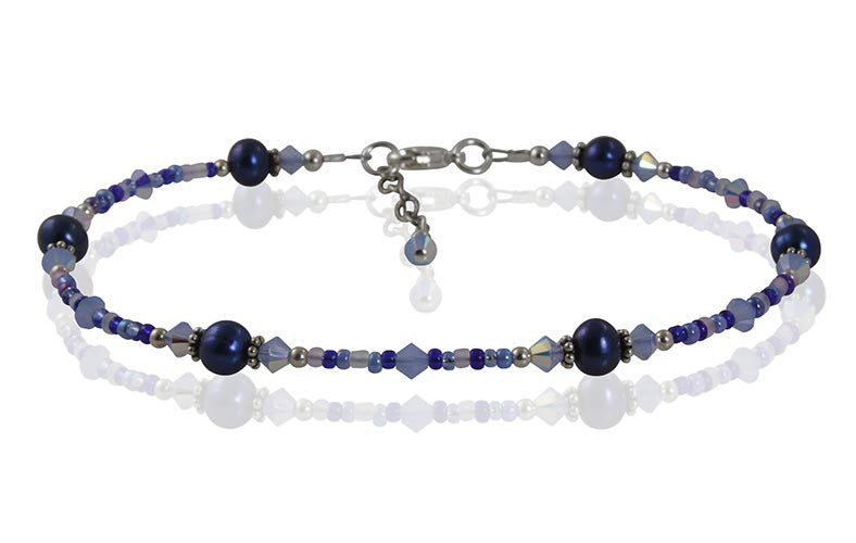 Vibrant Blue Pearl Beaded Anklet - Elegant Handmade Ankle Bracelet for Women | Perfect for Beach, Summer & Boho Fashion Accessories