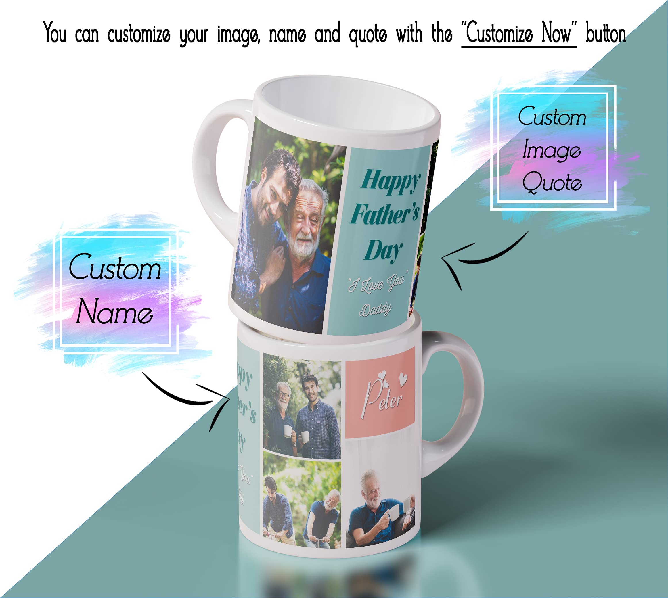Personalized Name Photo Custom Mug - Customized Coffee Cup with Your Picture & Text - Perfect for Birthday Gifts, Anniversary Presents & Office Souvenirs