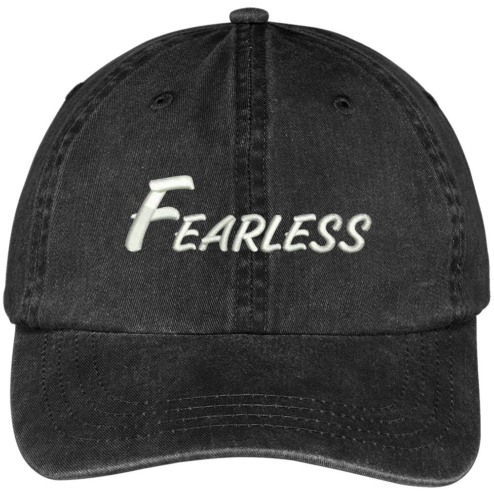 Trendy Fearless Embroidered Washed Cotton Adjustable Baseball Cap for Men & Women - Perfect for Outdoor Sports, Hiking, and Street Fashion