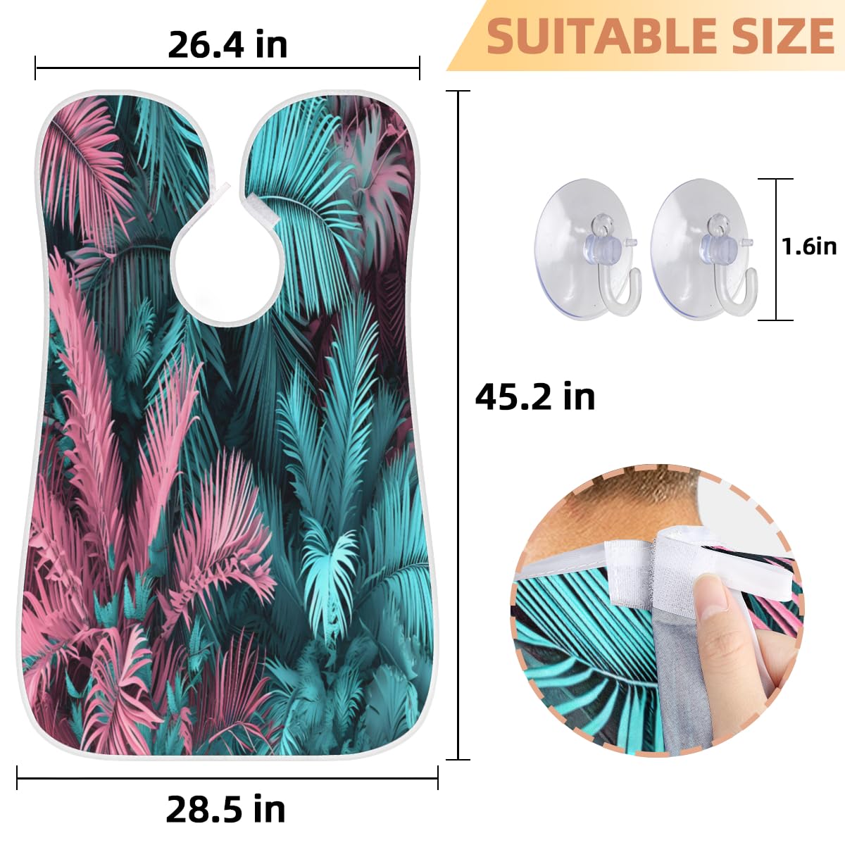 Men's Summer Palm Leaf Print Shaving Bib - Waterproof Beard & Hair Dye Apron for Barbers, Makeup Artists | Sink Hair Catcher, Grooming Accessory & Perfect Gift for Beard Trimming, Styling & Haircut Sessions