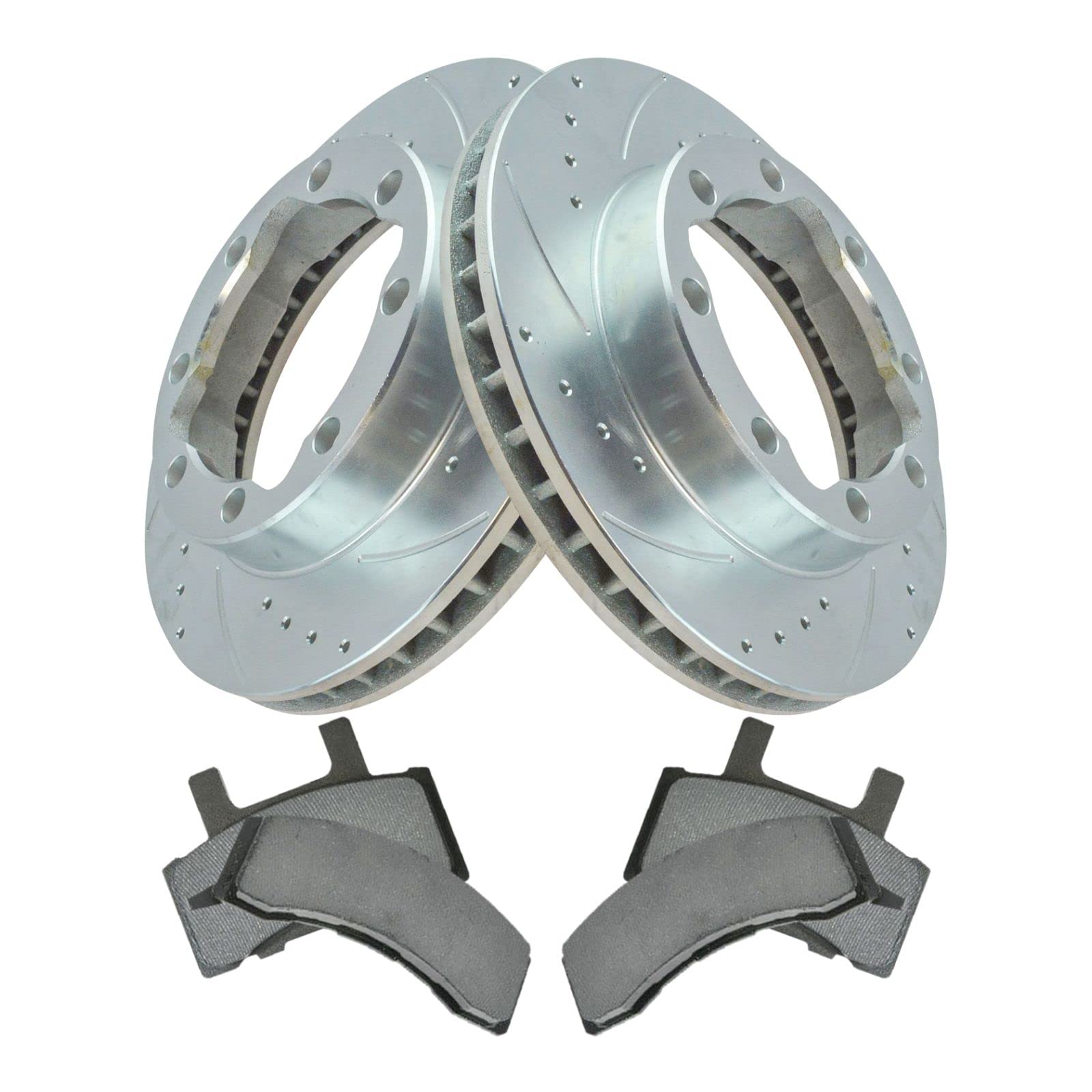 High-Performance Front Posi Metallic Brake Pads & Drilled Slotted Coated Rotors - Enhanced Stopping Power for Cars, Trucks & SUVs - Ideal for Racing, Towing & Daily Driving