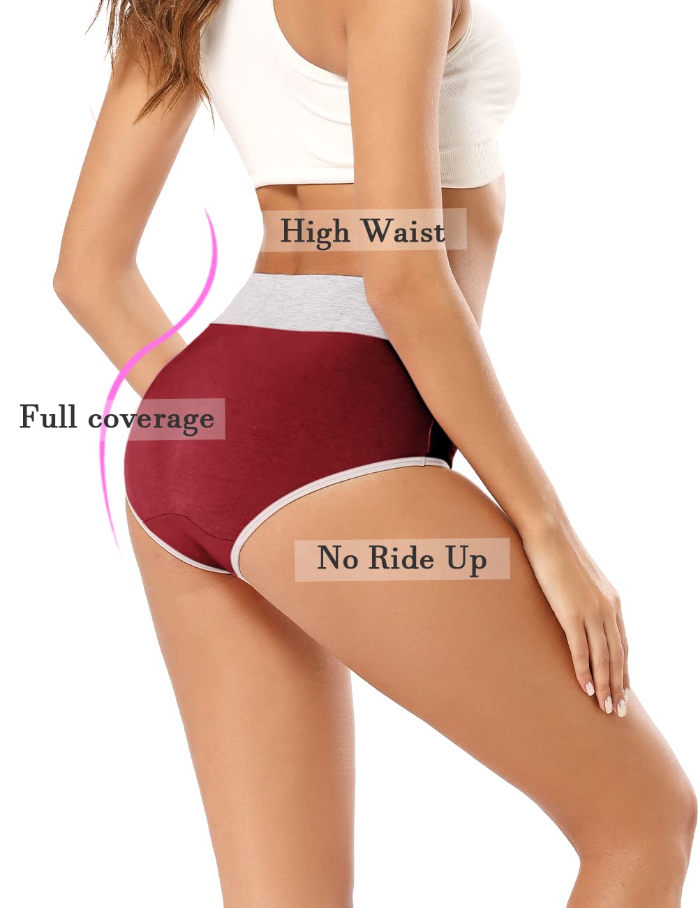 POKARLA Women's Cotton High Waist Underwear - Soft Breathable Full Coverage Briefs for Postpartum, Plus Size & Everyday Comfort - Perfect for Maternity, Yoga & Lounge Wear