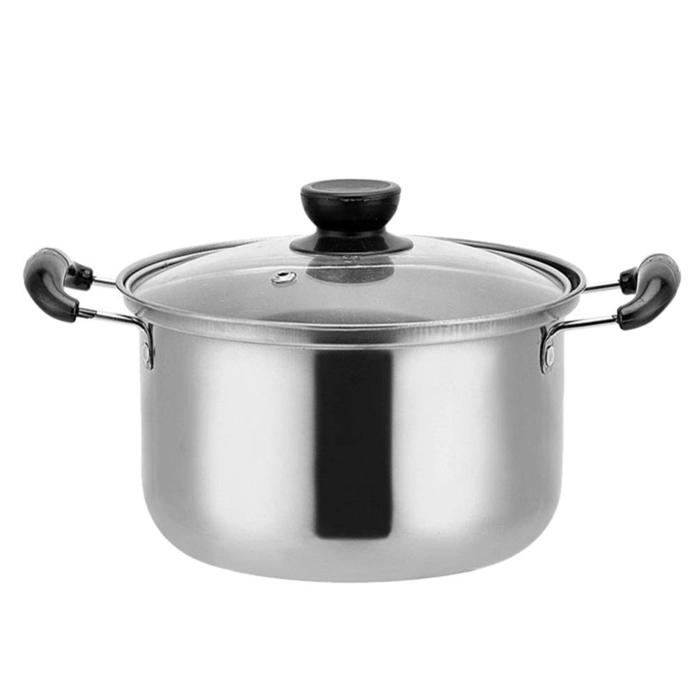 Premium Stainless Steel Soup Pot with Lid - 16cm Double Handle Stew Pan for Cooking, Pasta, Sauce & Noodles | Durable Household Cookware for Home Kitchen | Perfect for Soups, Stews, Chinese Cuisine & Meal Prep