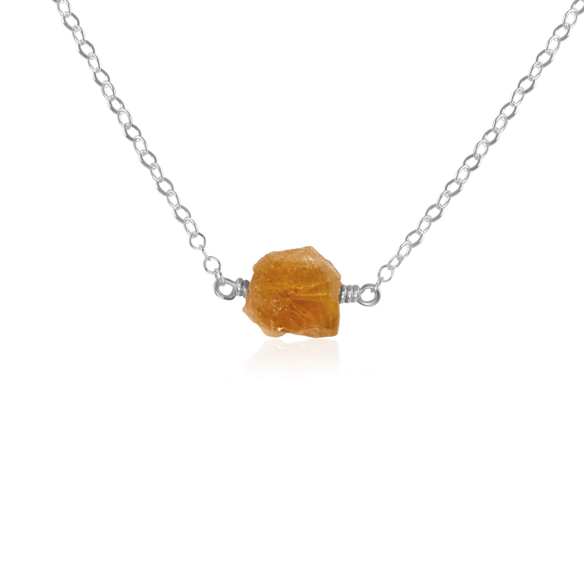 Natural Raw Citrine Crystal Nugget Necklace - Healing Stone Jewelry for Women, Chakra Balancing & Energy Cleansing | Perfect for Meditation, Yoga & Spiritual Gifts