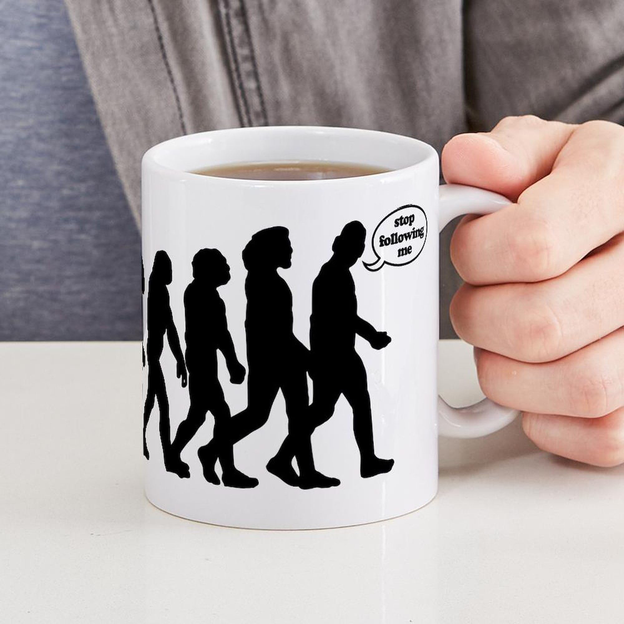 Stop Following Me 11 oz Ceramic Coffee Mug (325ml) - Funny Novelty Gift for Office, Home & Coffee Lovers - Perfect for Tea, Hot Chocolate & Morning Brews