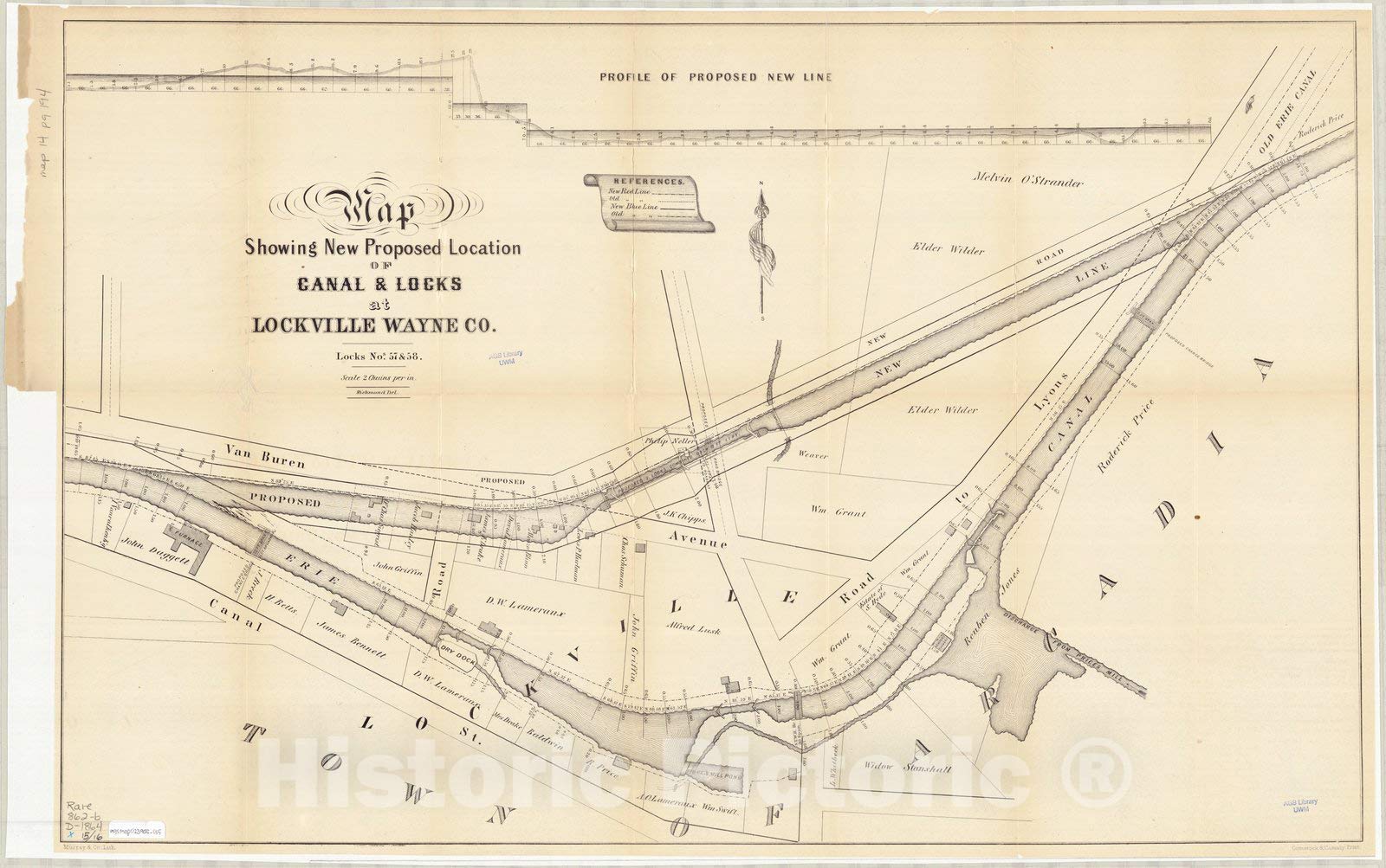 Antique 1864 New York Canal Gunboat Locks Map - 71in x 44in Historic Vintage Reproduction Wall Art | Perfect for Home Decor, Office Display & History Enthusiasts
