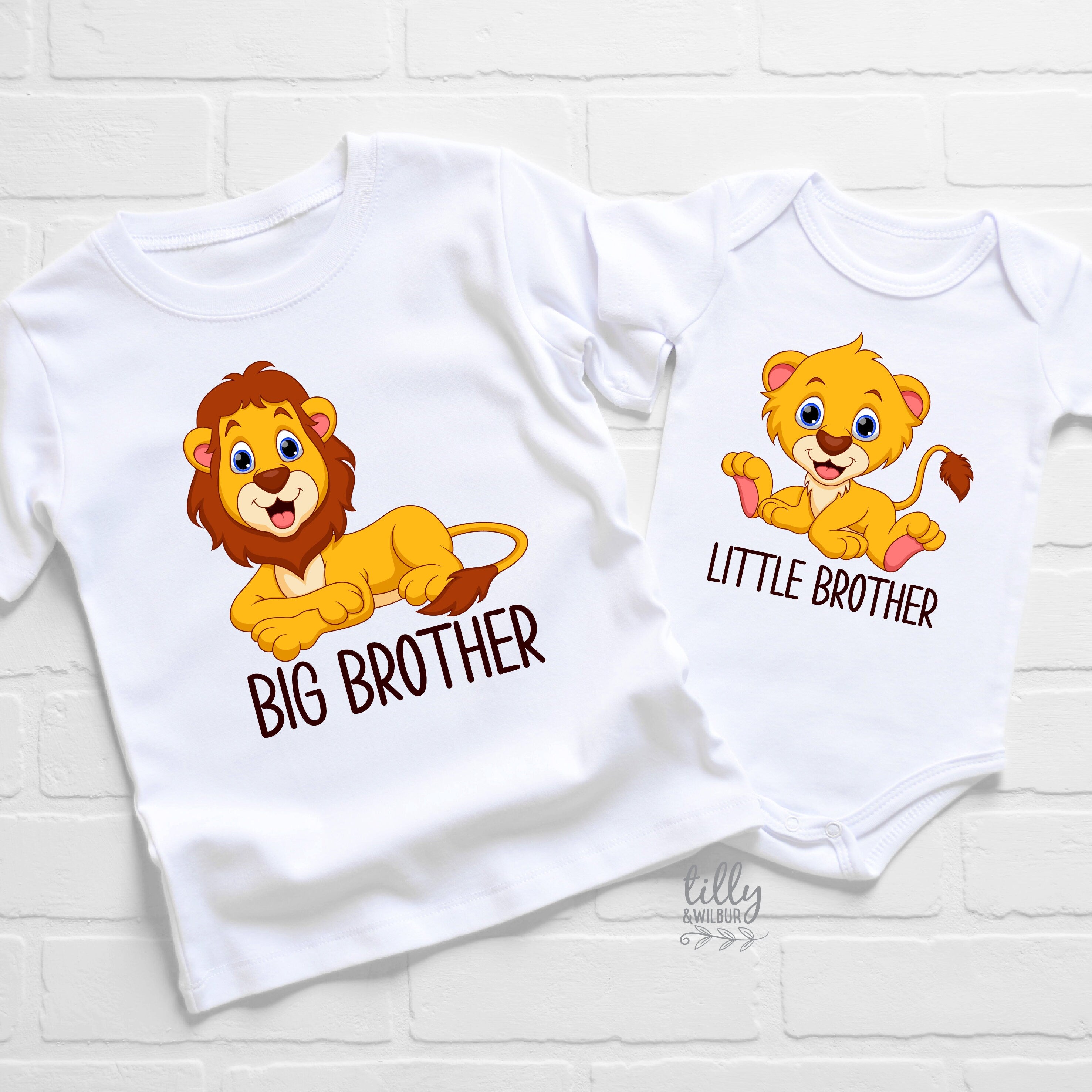 Big Brother Little Brother Matching T-Shirt & Bodysuit - Multiple Colors & Sizes - Perfect for Sibling Photos & Family Outfits