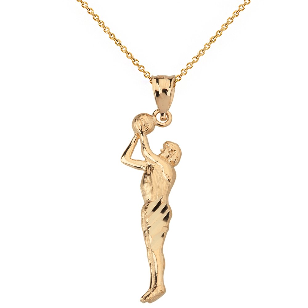 Basketball Player Shooting Sports Pendant Necklace - Sterling Silver Basketball Jewelry for Men & Women - Perfect Gift for Players and Fans