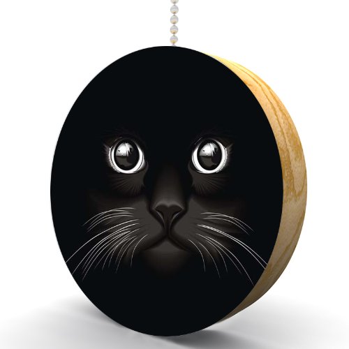Black Cat Oak Fan Pull - Vintage Light Switch for Home Decor