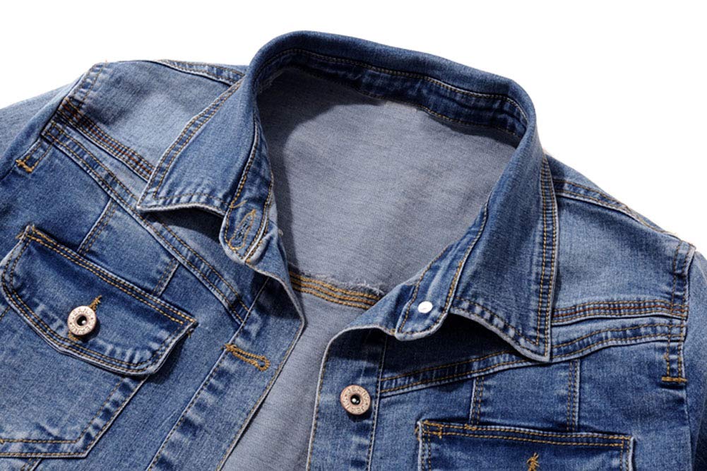 Women's Stretch Denim Jacket - Short Sleeve Button Down Jean Jacket with Shawl Collar | Casual Spring & Summer Outerwear for Street Style & Date Nights