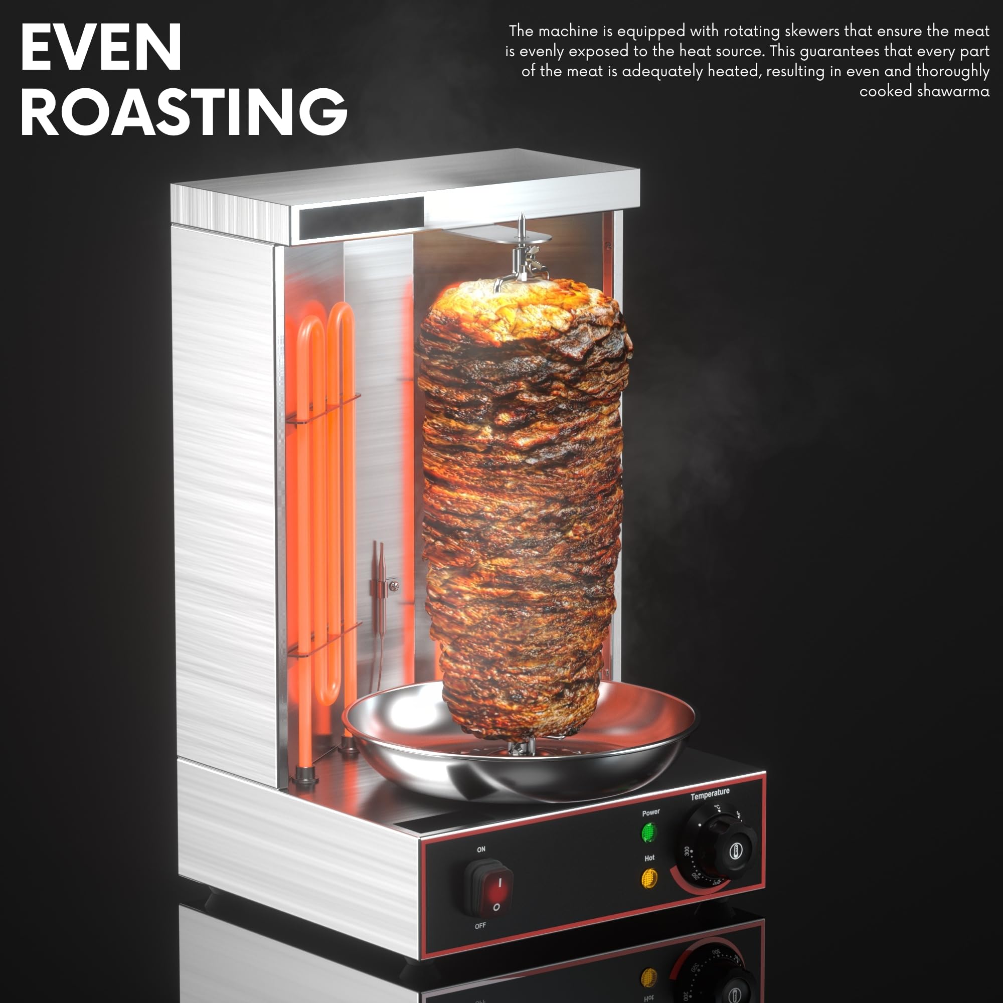 Commercial Electric Vertical Broiler - Stainless Steel Shawarma Machine & Kebab Grill for Gyro, Doner, Al Pastor - Perfect for Restaurants, Food Trucks & Catering Businesses - Indoor/Outdoor Rotisserie Oven with Energy Saving Design