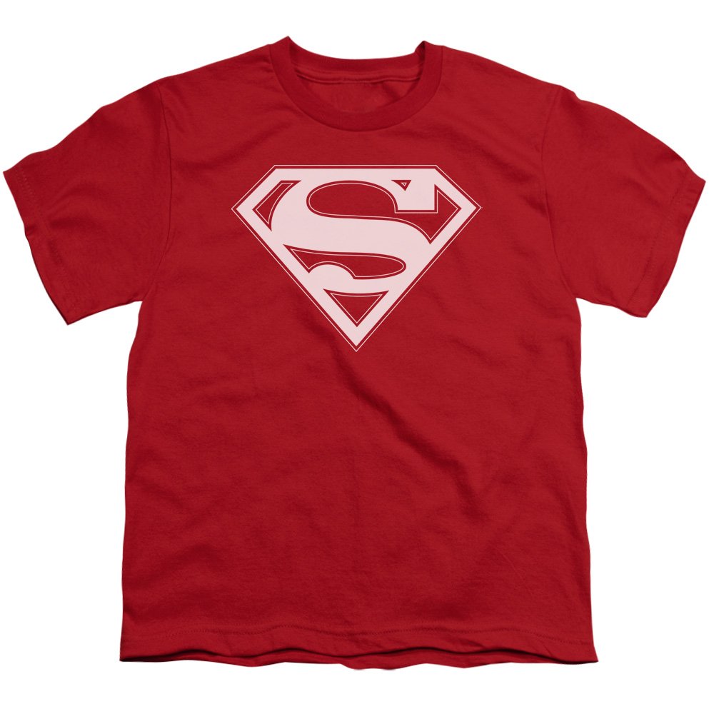 Superman Red & White Shield Unisex Youth T-Shirt - Kids Superhero Costume & Casual Wear for Parties, Halloween, and Everyday Play