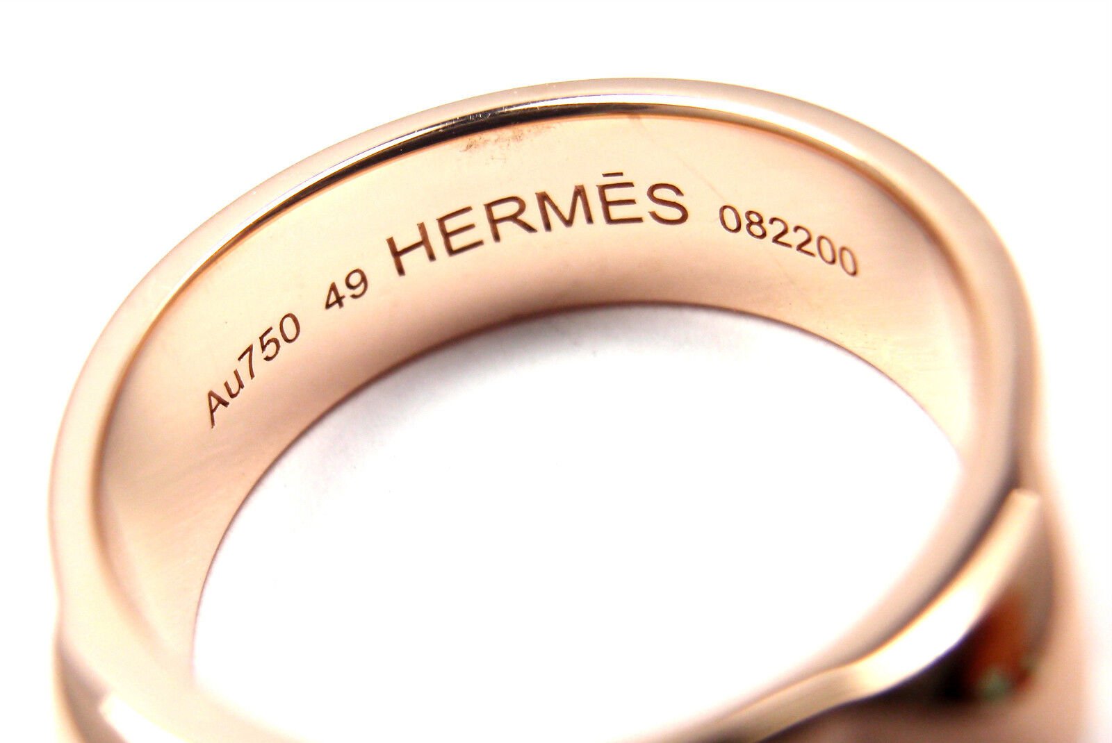 Authentic Hermes 18k Rose Gold Collier De Chien Lock Band Ring - Size 49 (US 4 3/4) - Luxury Jewelry for Women, Perfect for Special Occasions & Gifts