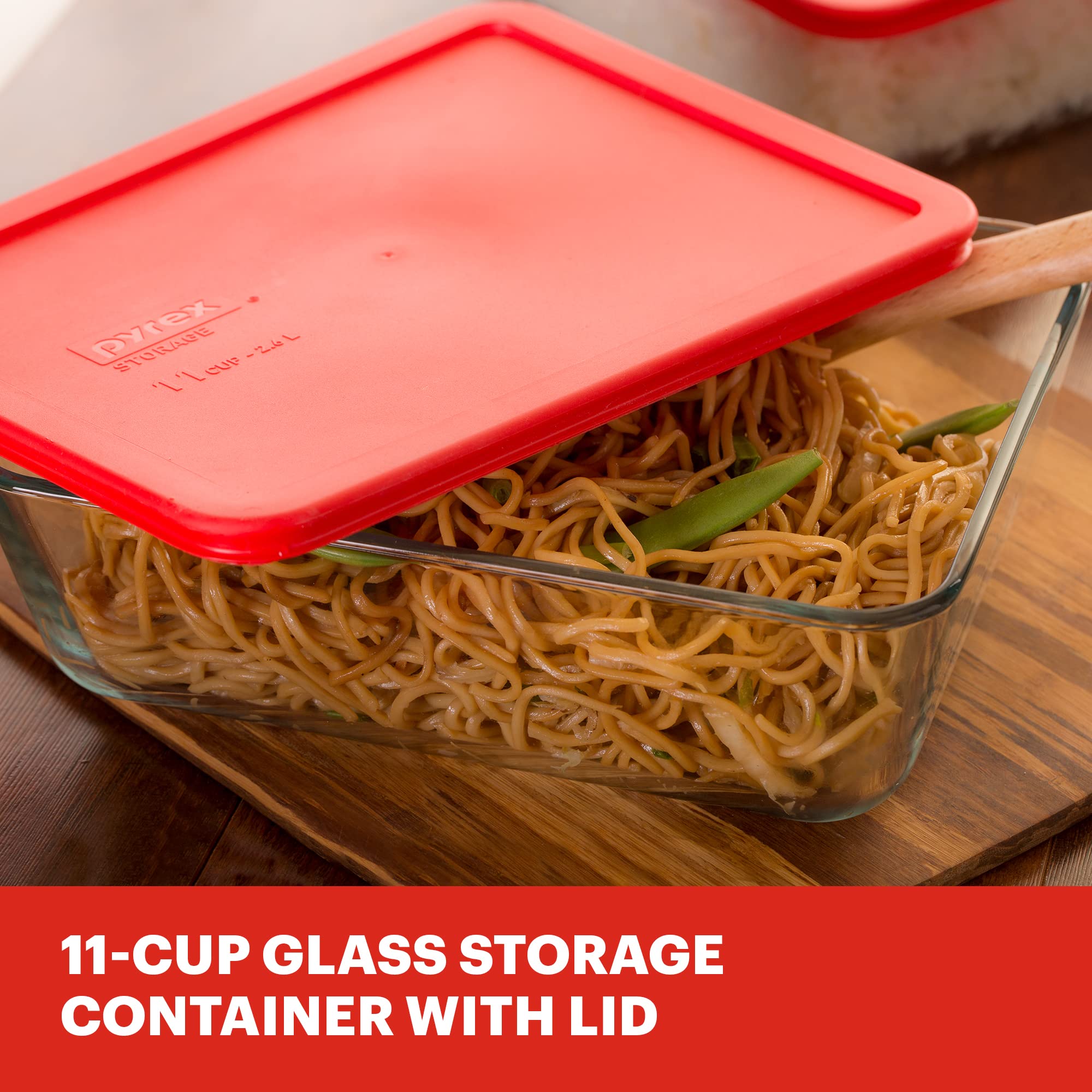 Pyrex Simply Store 11-Cup Glass Food Storage Container with BPA-Free Plastic Lids - Freezer, Microwave & Dishwasher Safe - Airtight for Meal Prep, Leftovers & Bulk Food Storage - Ideal for Kitchen, Office & Picnics