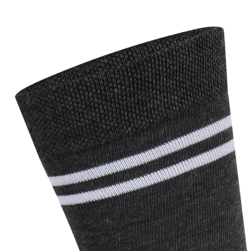 Bizala Grey & White Striped Wool School Socks for Boys & Girls (5 Pairs) - Warm Calf-Length Winter Socks for Kids' Uniforms & Daily Wear