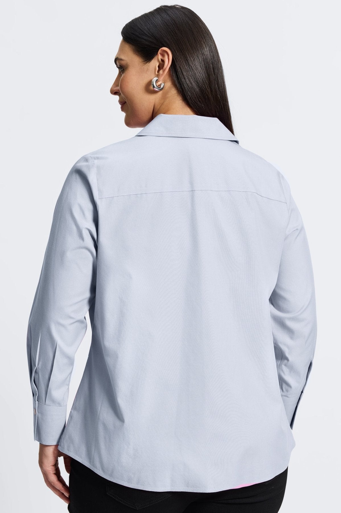 Mary Plus Wrinkle-Free Pinpoint Long Sleeve Dress Shirt for Women - Perfect for Office Wear & Business Casual Outfits