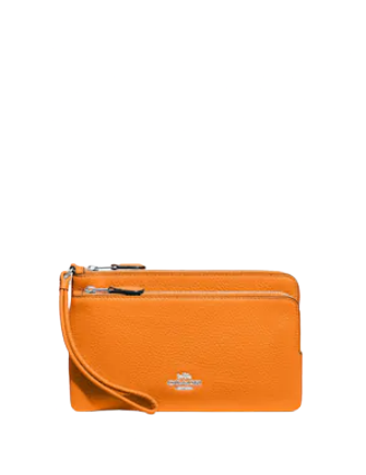 Coach Double Zip Wallet for Women & Men - Genuine Leather Compact Bifold Wallet with RFID Protection - Perfect for Travel, Business & Everyday Use