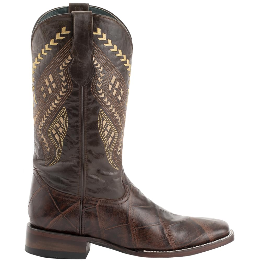 Men's Genuine Leather Western Cowboy Boots - Comfortable & Stylish for Rodeo, Country Dance & Outdoor Riding