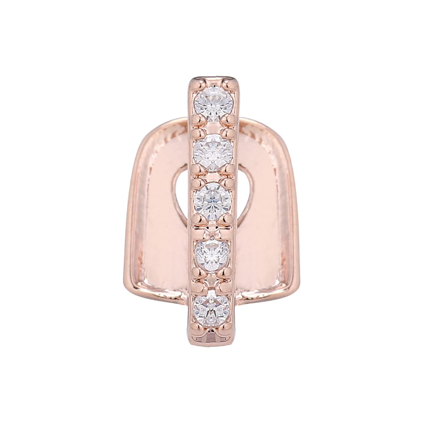 Gold Diamond Hip Hop Grillz for Teeth - Rose Gold Single Braces Bar with Big Stick Design for Teen Girls - Perfect for Hip Hop Performances, Concerts, and Fashion Accessories
