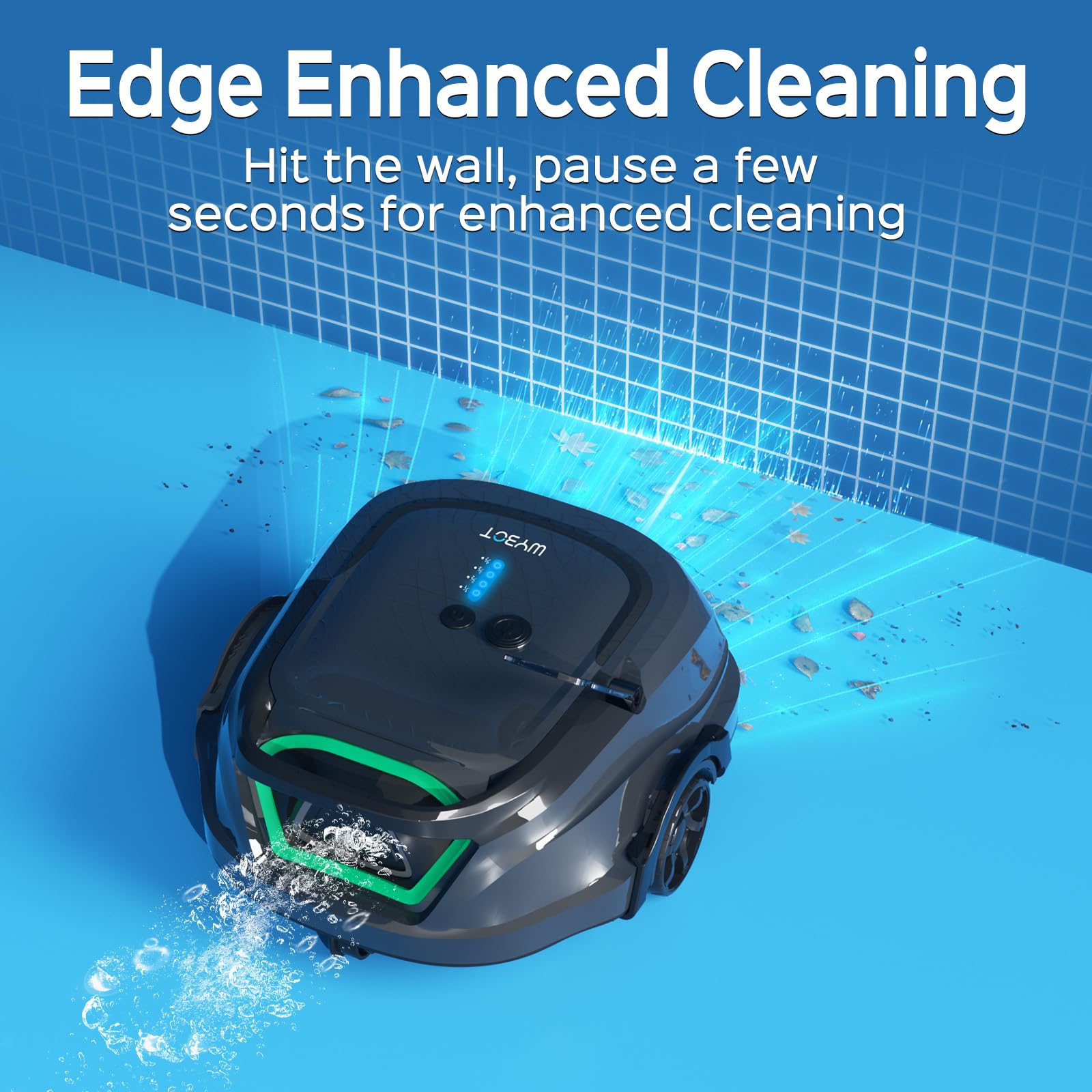 2024 WYBOT A1 Cordless Robotic Pool Cleaner - 120 Min Runtime, 2.5H Fast Charge, Dual Filtration System, LED Indicators | Ideal for Above Ground & Flat Bottom Pools | Perfect for Weekly Maintenance & Seasonal Pool Cleaning (Black/Green)