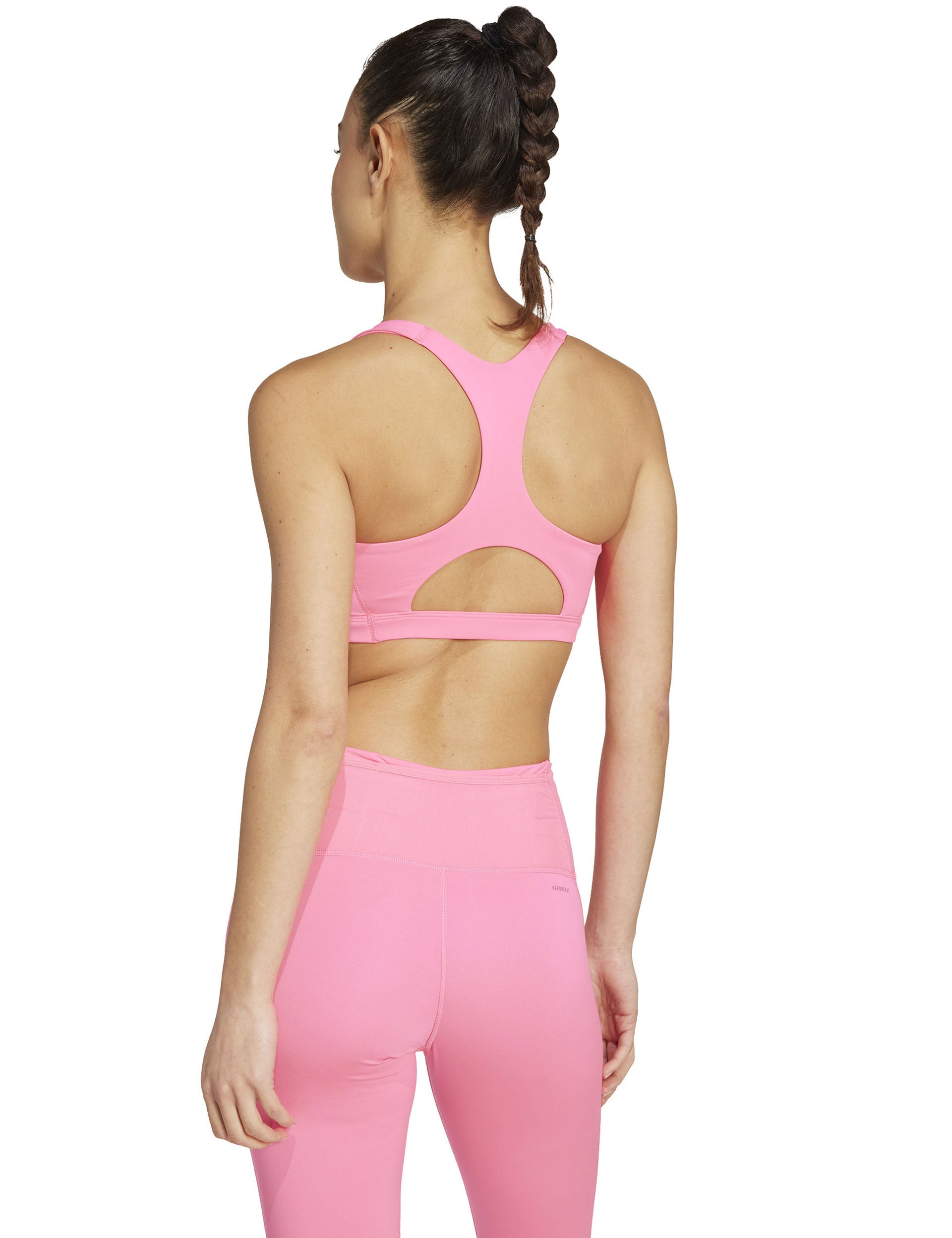 Adizero Essentials Run Medium Support Sports Bra for Women - Lightweight, Breathable & High Support - Lucid Pink - Perfect for Running, Gym & High-Intensity Workouts