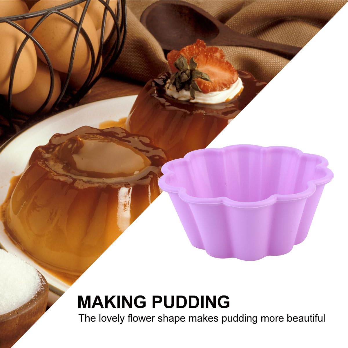 10 Pcs 2.8 Inch Flower Silicone Baking Molds - Reusable Cupcake, Donut & Egg Tart Molds for Baking - Perfect for Birthday Parties, Baby Showers & Holiday Desserts