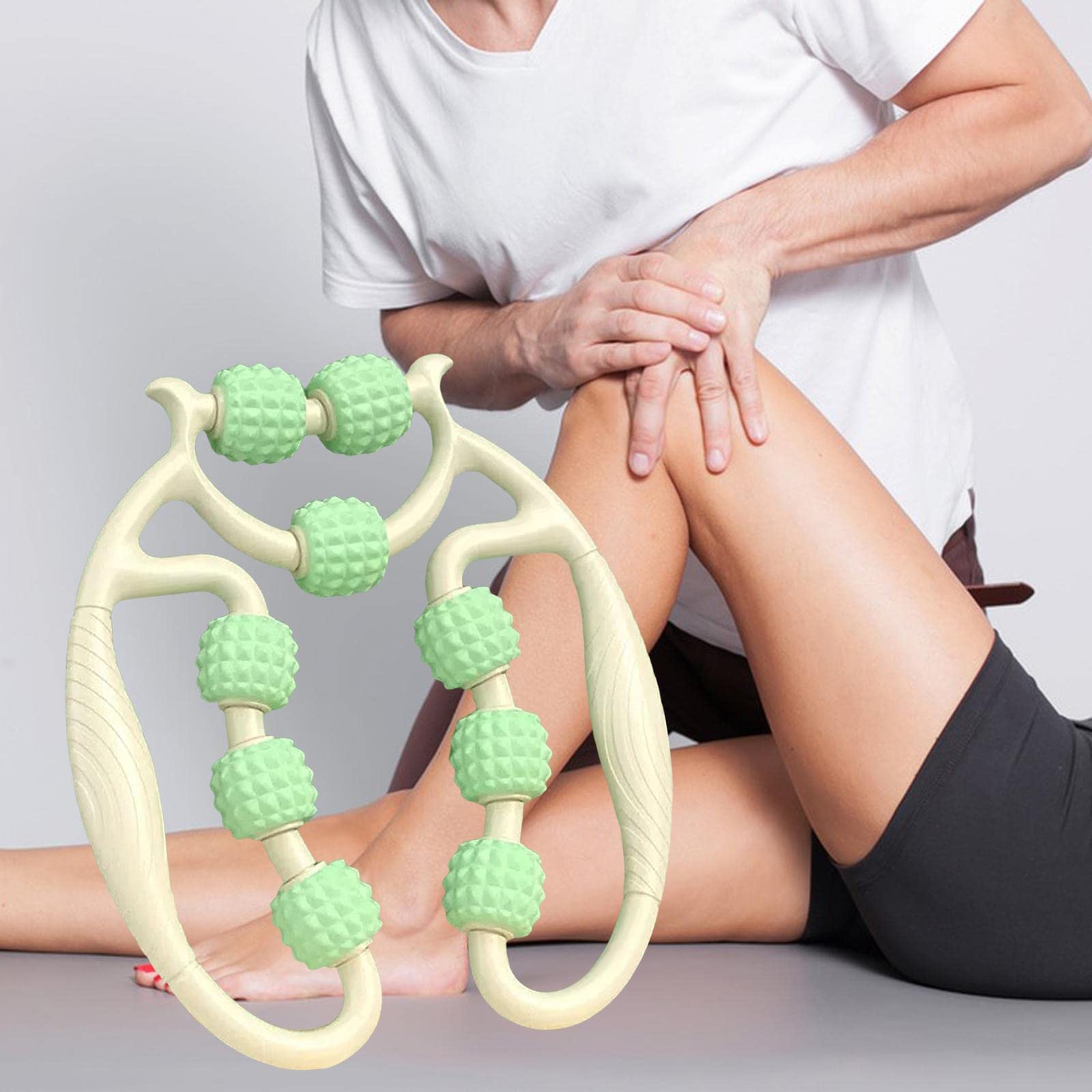 9-Wheel Muscle Massage Roller for Legs & Arms - Manual Massage Tool to Relieve Tight Muscles, Tennis Elbow & Post-Workout Soreness - Perfect for Gym, Yoga & Recovery Therapy