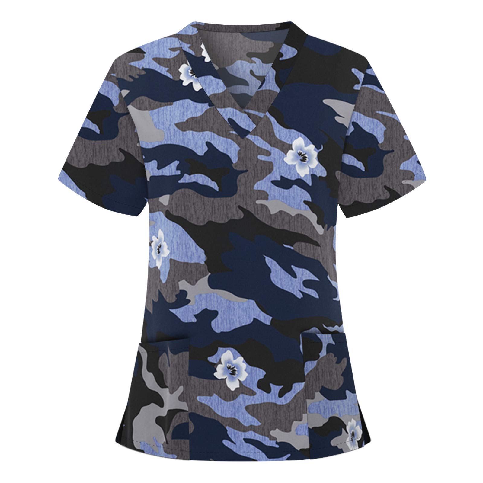 Women's Leopard Print Nursing Tops - Short Sleeve V-Neck Scrub Work Blouse with Pockets | Comfortable Summer Maternity & Breastfeeding Tees for Work & Casual Wear