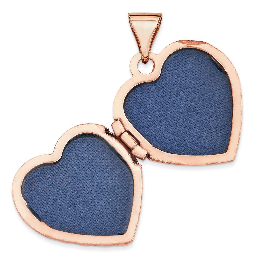 Roy Rose Jewelry - 14K Rose Gold 15mm Domed Heart Locket Pendant Necklace for Women, Gift for Her, Valentine's Day, Anniversary & Special Occasions