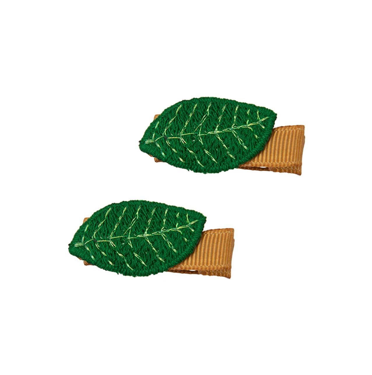 Leaf Hair Clips for Girls - 2 Pcs Set of Embroidery Leaf-Shaped Hair Barrettes (BW06) | Perfect for School, Parties & Everyday Hairstyles