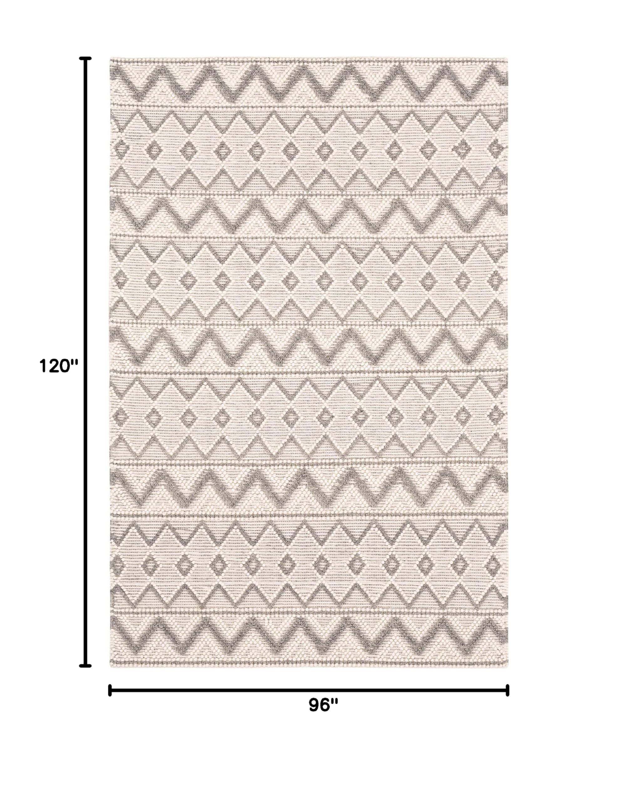 Hauteloom Antigo Boho Handwoven Wool High-Low Textured Area Rug - Farmhouse Moroccan Trellis Carpet for Living Room, Bedroom, Dining Room - Handmade Zig Zag Bubble Weave - Beige, Gray, Cream - 9' x 12' - Perfect for Boho, Farmhouse & Modern Decor Styles