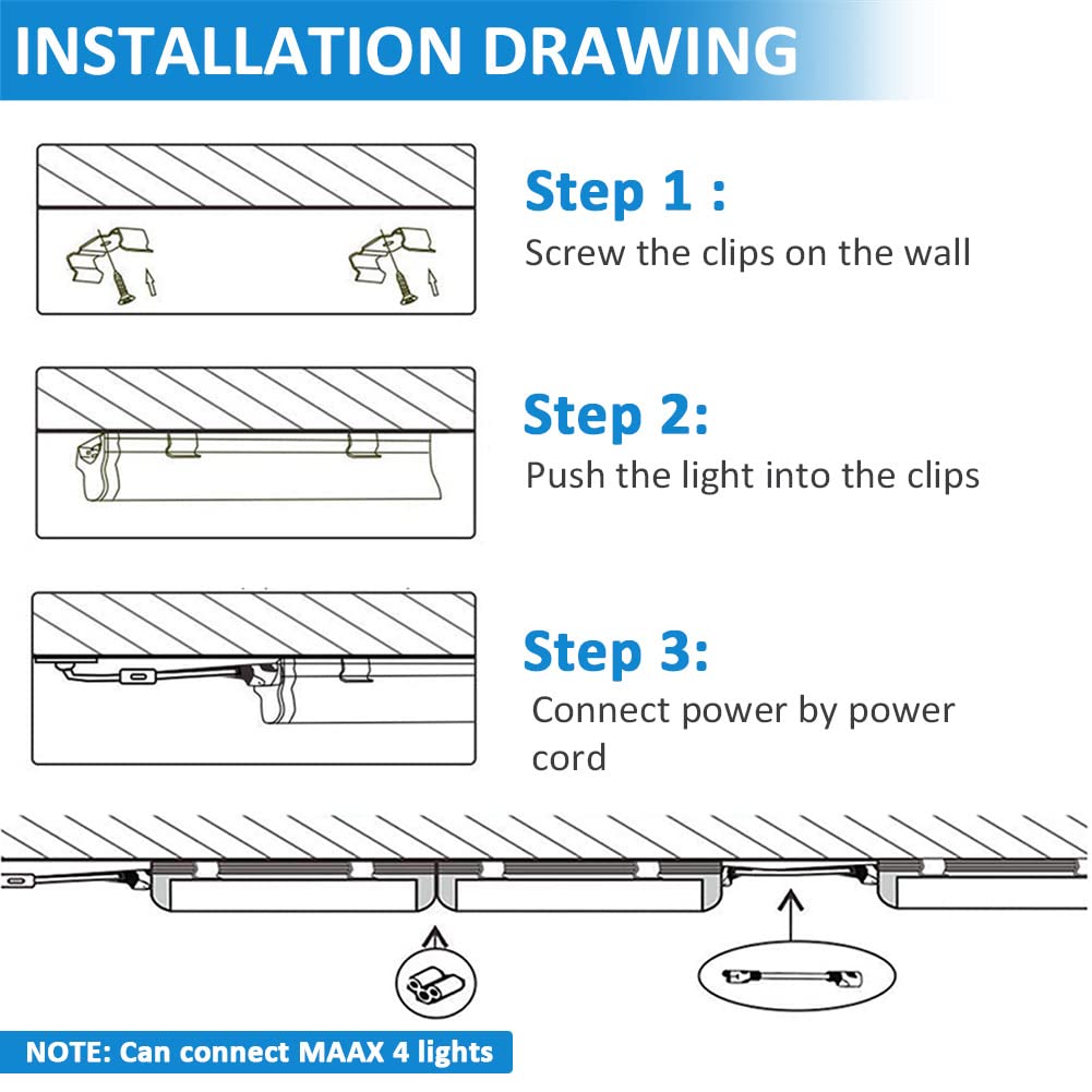 JESLED 8FT LED Shop Light Fixture - 90W 12000LM 5000K Daylight White High Output T8 Linkable Garage Lights - D Shape 3 Rows Clear Cover Plug and Play ETL Certified (10-Pack) - Perfect for Workshops, Warehouses, Garages and Commercial Lighting