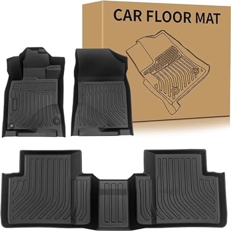 Custom Fit All-Weather TPE Floor Mats for 2016-2021 Honda Civic Coupe/Sedan/Type R & 2017-2021 Hatchback - 1st & 2nd Row Black Car Floor Liners - Perfect for Daily Commuting, Road Trips and Winter Protection