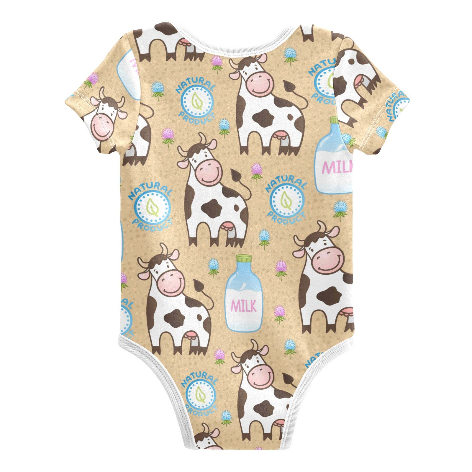 Adorable Cow Print Baby Bodysuit - Unisex Short Sleeve Romper for Infants 3-6 Months | Soft Cotton Onesie for Boys & Girls | Perfect for Playtime, Photo Shoots & Everyday Wear