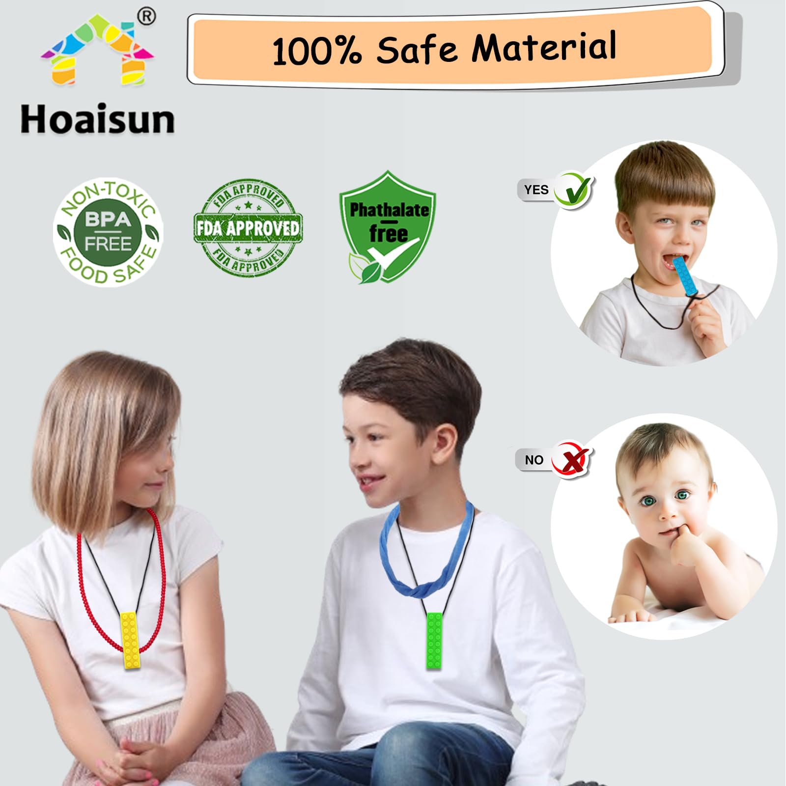 12 Pack Sensory Chew Necklaces for Kids & Adults - Autism & ADHD Chewing Toys, Anxiety Relief Fidget Necklace for Biting, Teething - Durable Silicone Chewable Blocks (Perfect for School, Travel & Stress Relief)