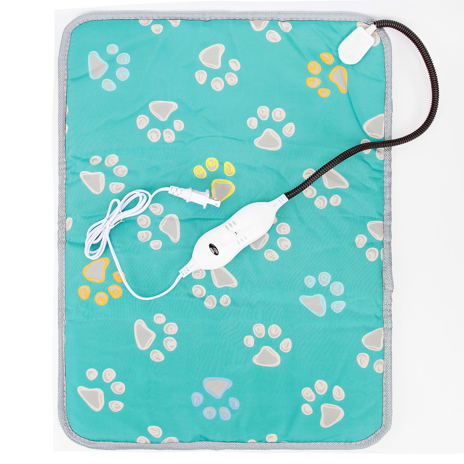 Waterproof Adjustable Temperature Pet Heating Pad - 21.7''x17.7'' Green Heated Dog Bed & Cat Mat with Chew-Resistant Cord | Indoor Winter Warmth for Arthritic Pets & Outdoor Kennel Comfort