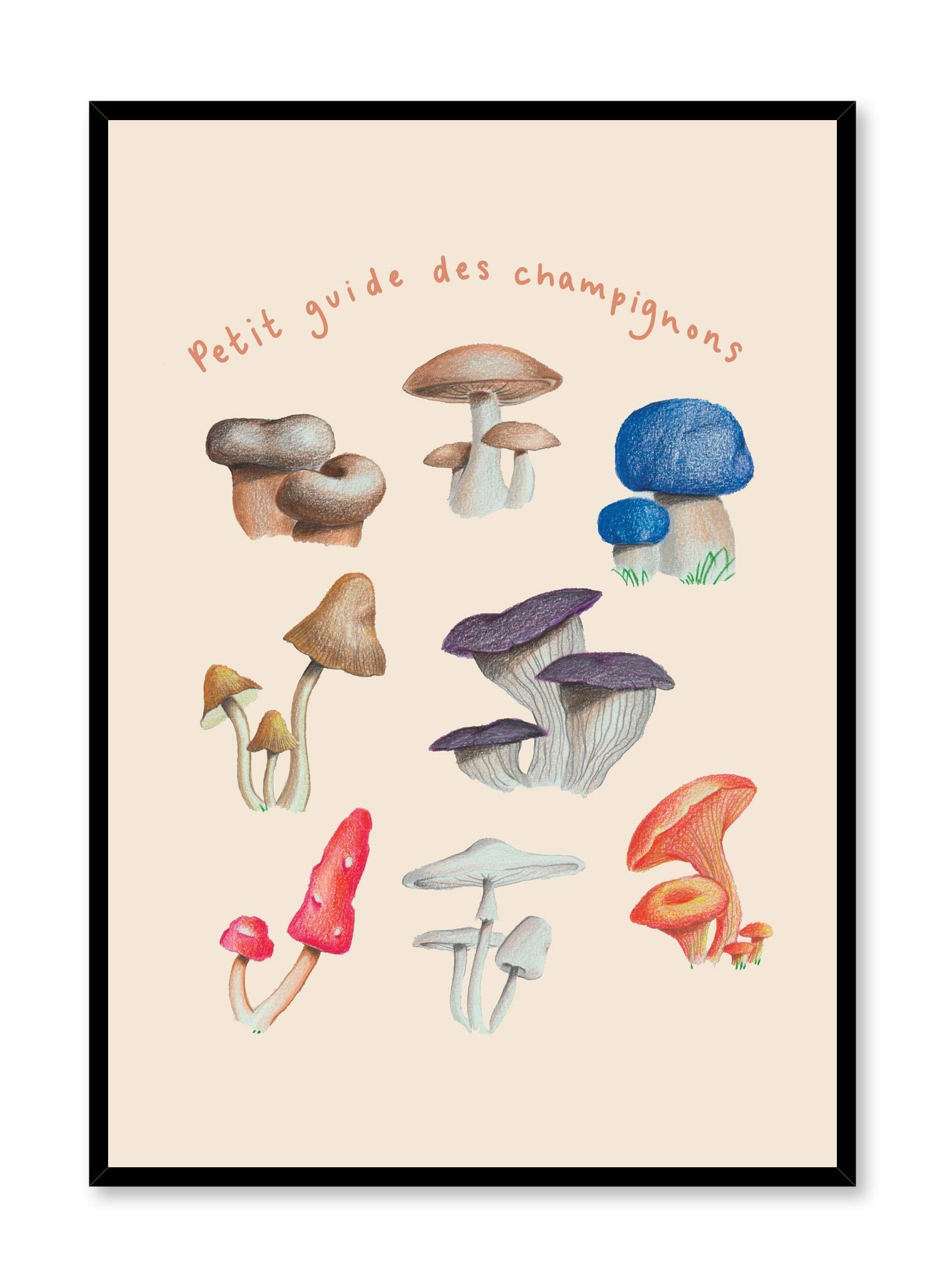 French Mushroom Harvest Art Print - Vintage Botanical Poster for Kitchen, Dining Room & Farmhouse Decor