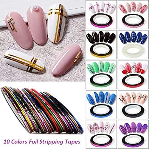 D.B.Z. French Manicure Nail Art Strips - 10 Pack Self-Adhesive Nail Stickers for Salon Quality Nail Decoration | Perfect for DIY Nail Art, Home Manicures & Professional Nail Design