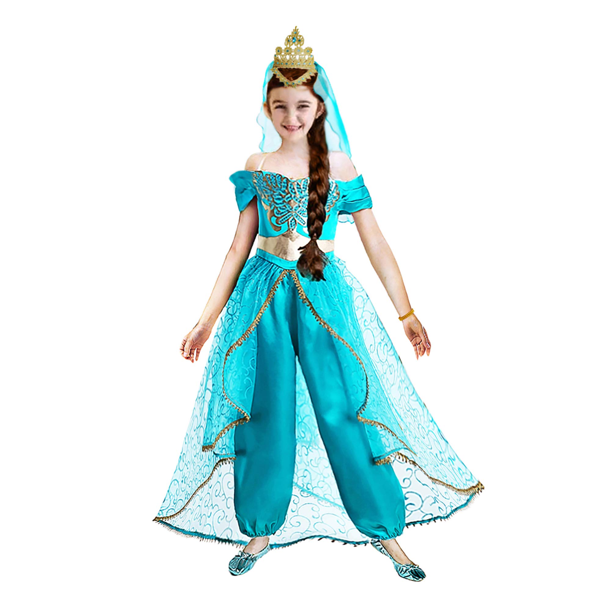 Arabian Princess Costume for Girls - Kids Halloween Dress & Cosplay Outfit - Perfect for Halloween, Birthday Parties, Dress-Up Play & Themed Events - Great for Princess Tea Parties, Disney Character Roleplay & School Performances - Ideal for Fantasy Adventures, Costume Contests & Magical Photo Shoots - Best for Princess-Themed Birthday Celebrations, Fairy Tale Plays, and Halloween Trick-or-Treating