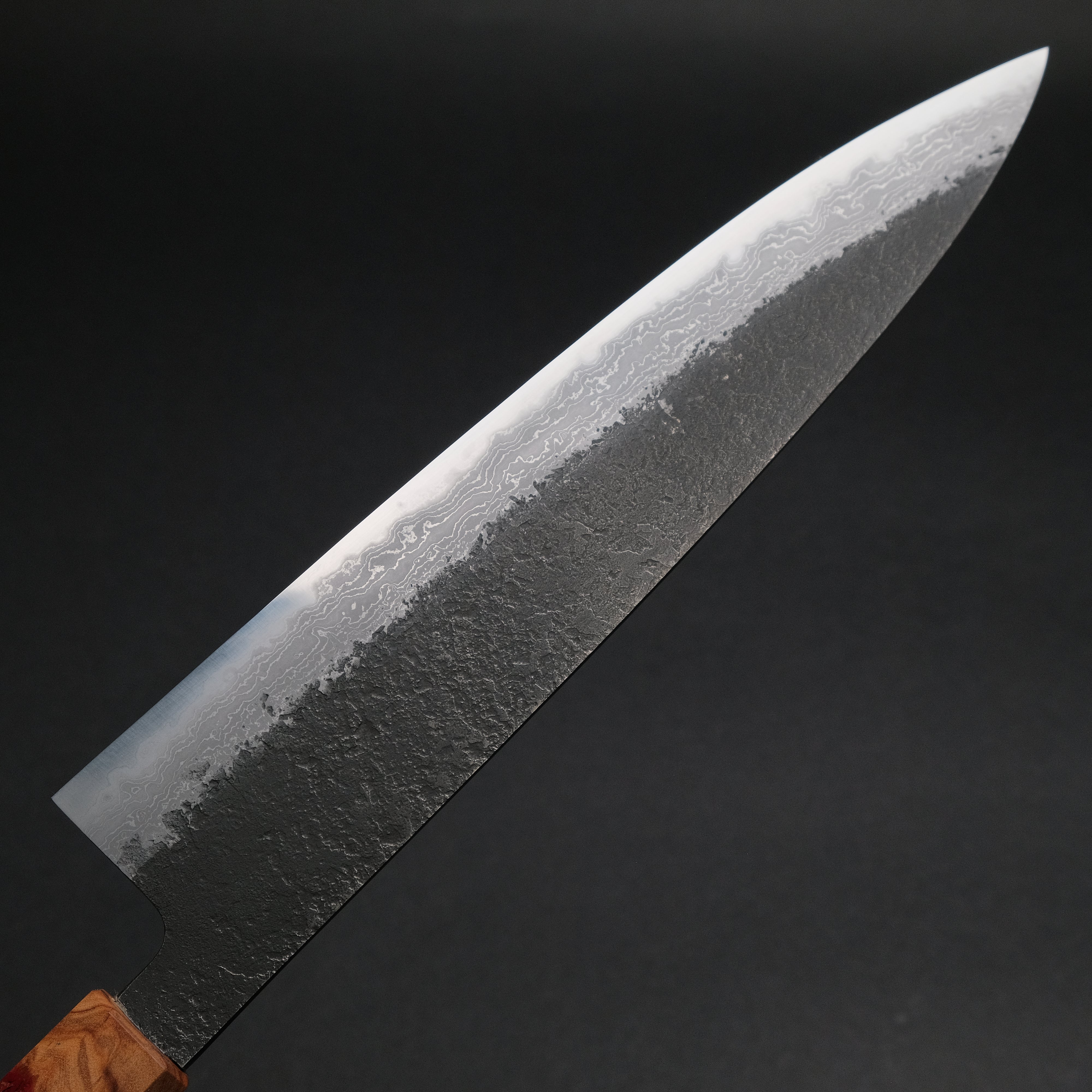 Premium Ajikataya White #2 Nashiji Damascus Gyuto 240mm Japanese Chef Knife with Olive/TQPRV Handle (#43) - Perfect for Sushi, Meat Slicing & Professional Kitchen Use