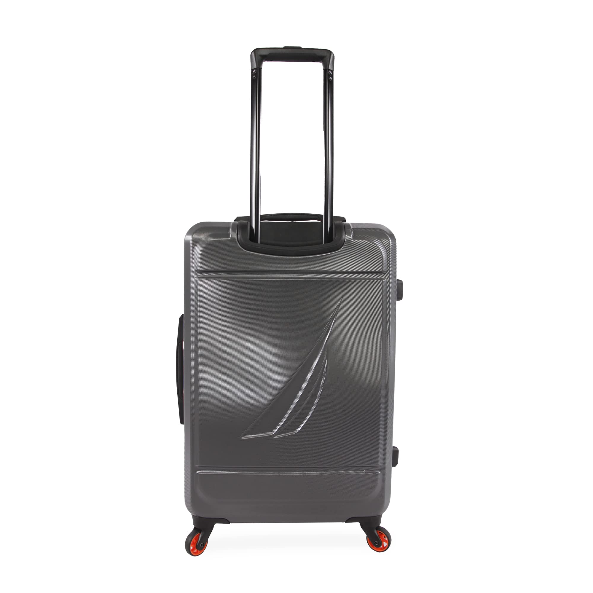 NAUTICA Roadie 3-Piece Hardside Luggage Set in Grey/Orange - Lightweight Spinner Suitcase for Travel, Business Trips & Vacations | Durable Carry-On & Check-In Luggage with 360° Wheels