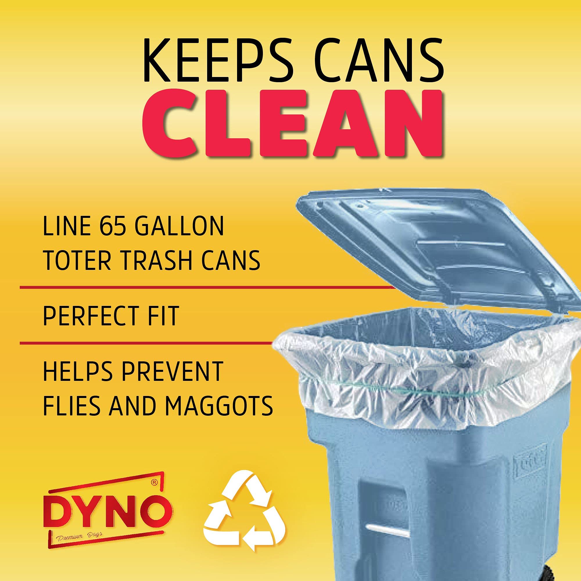 **65 Gallon Heavy Duty Trash Bags - 1.5 Mil Clear, 30 Count - Industrial Strength Large Trash Bags - Individually Folded - Made in USA - Perfect for Commercial, Industrial, and Home Use**