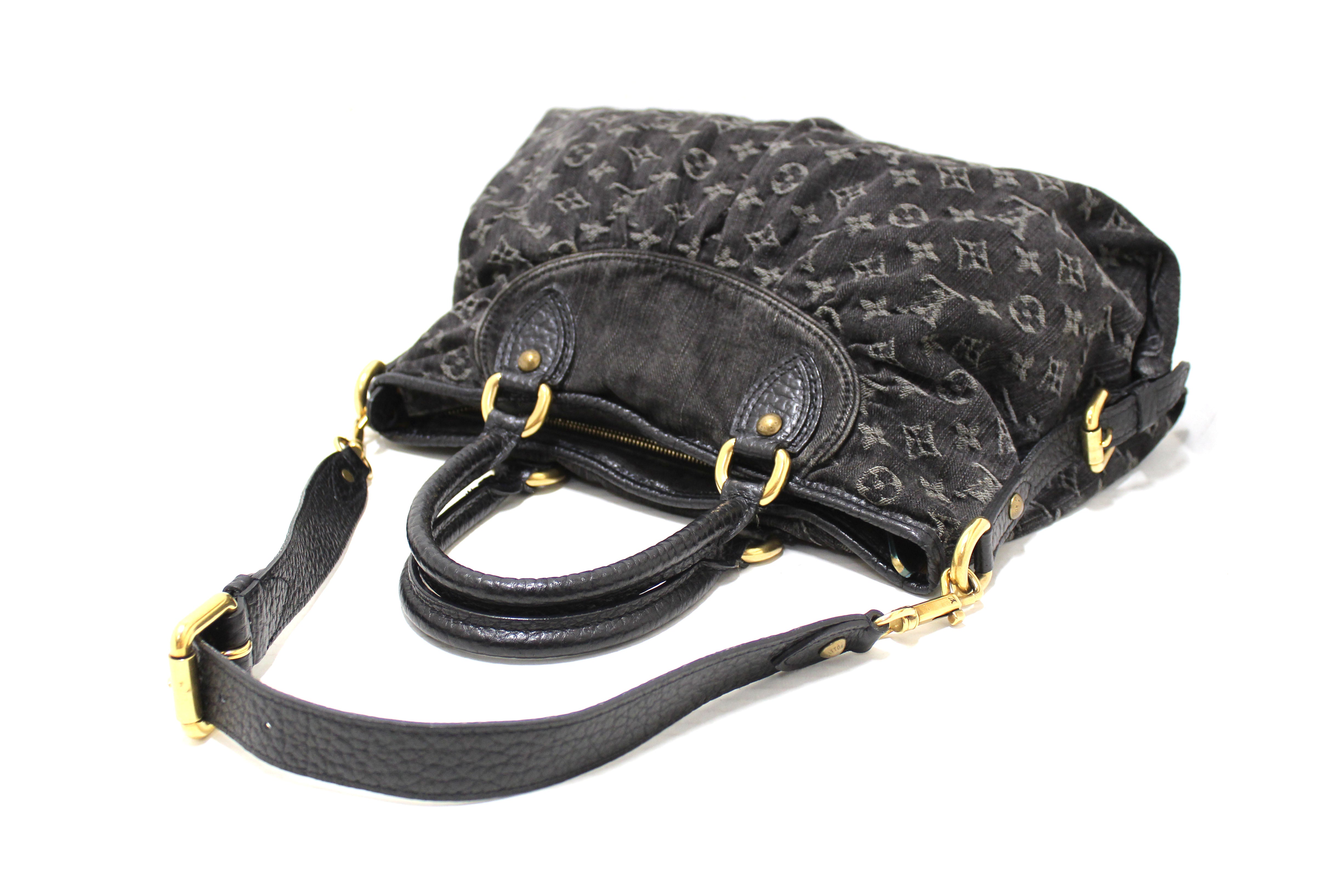Authentic Louis Vuitton Black Monogram Denim Neo Cabby PM Shoulder Bag for Women - Luxury Designer Crossbody Purse for Work, Travel & Everyday Use