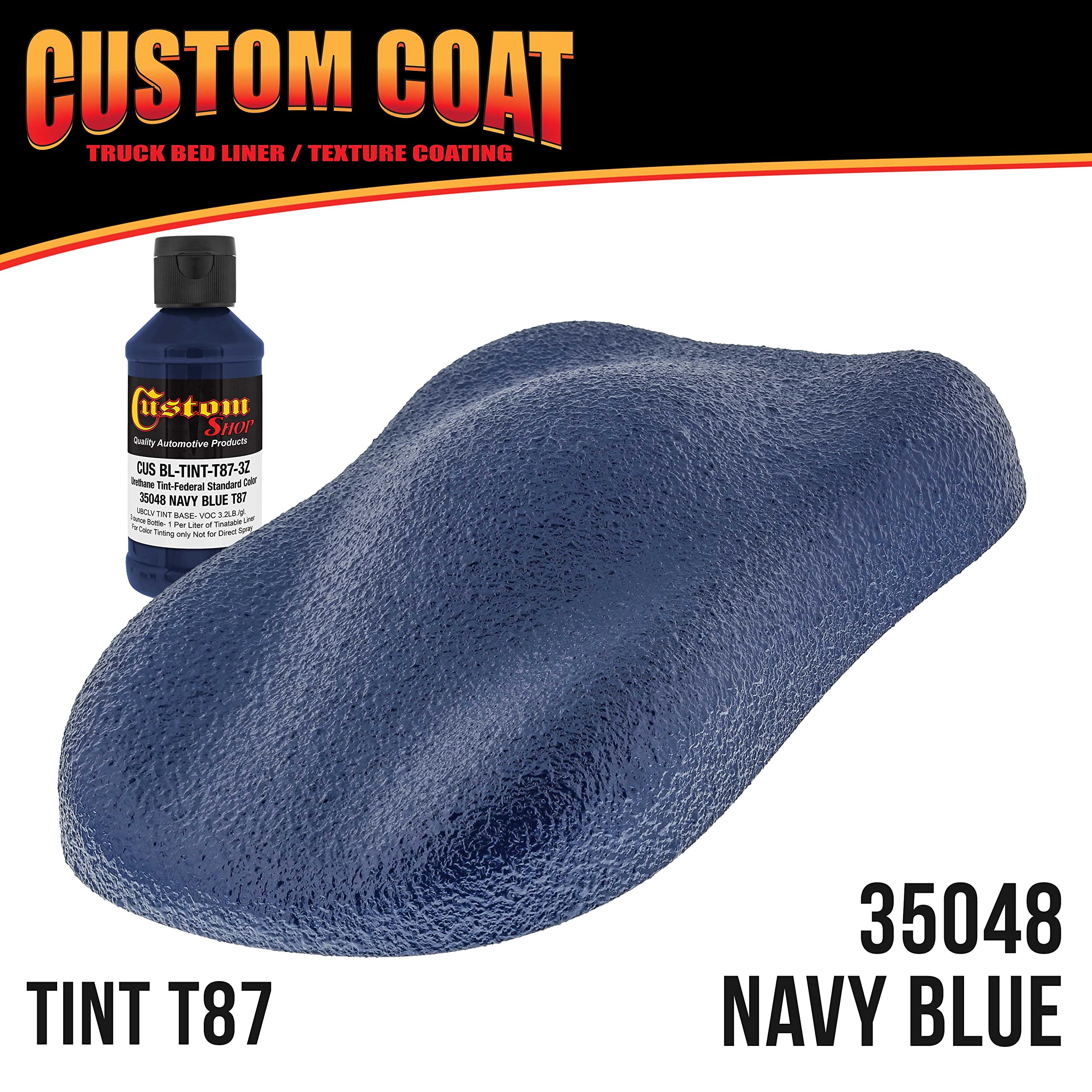 Custom Coat Federal Standard Color #35048 Navy Blue Urethane Spray-On Truck Bed Liner Kit - 2 Quart with Spray Gun & Regulator | Durable Textured Protective Coating for Cars, Trucks & SUVs | Easy Mix DIY Auto Bedliner Application for Pickup Trucks & Commercial Vehicles