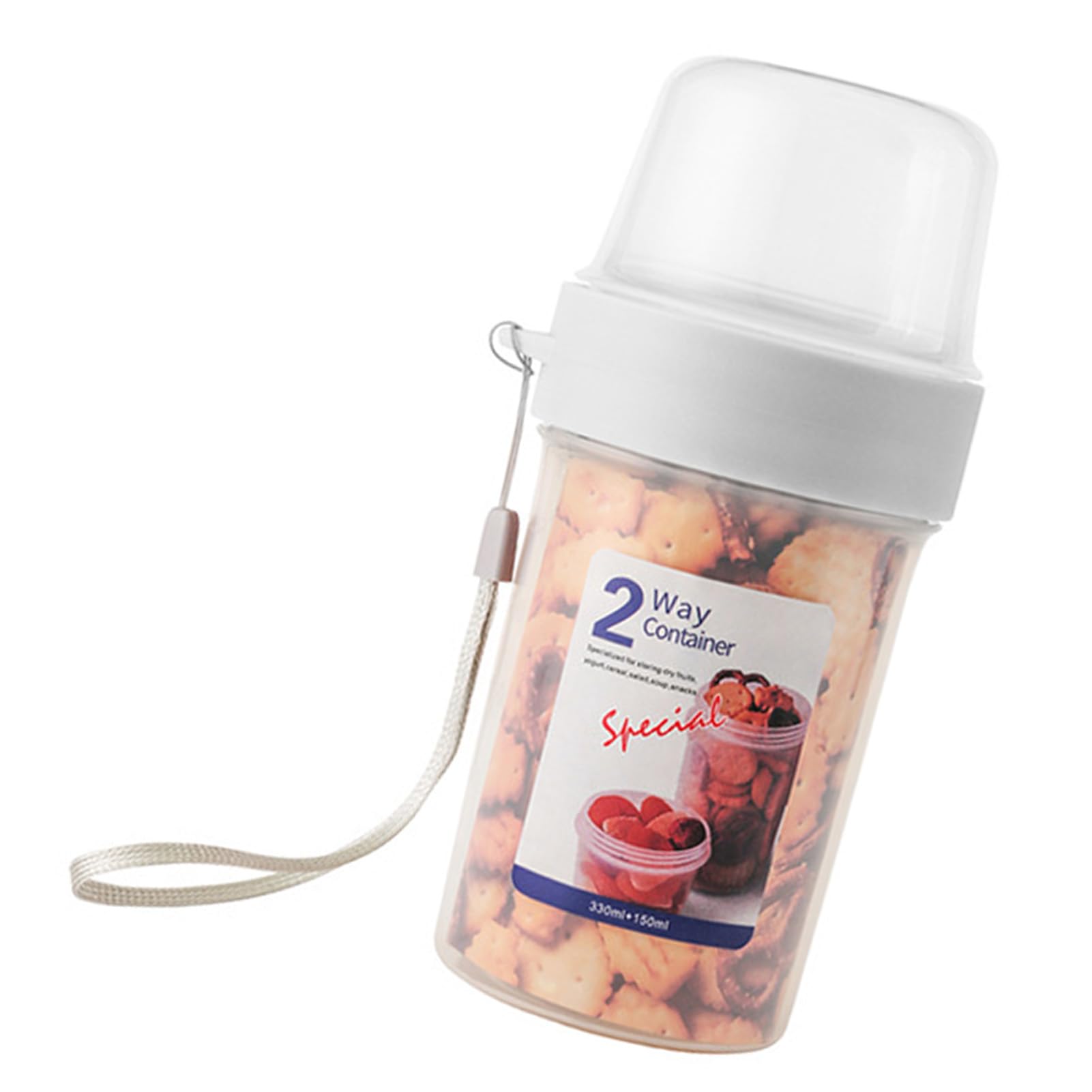 Portable Reusable Breakfast Cups with Lids - Double Layer Food Container for Yogurt, Cereal, Fruit, Milk & Oats | Ideal for On-The-Go Meals, Office Lunch, Picnics & Travel