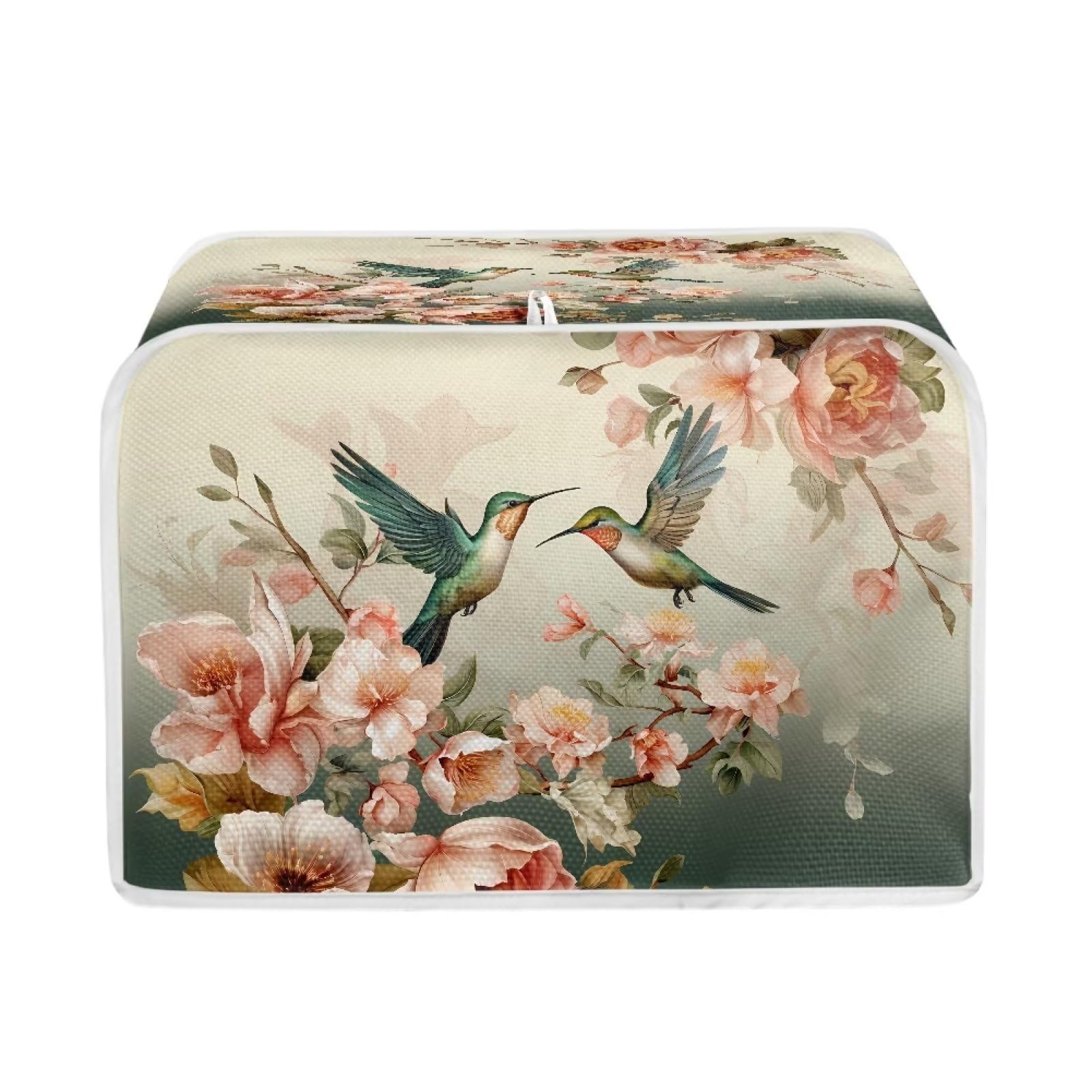 4-Slice Hummingbird Printed Toaster Cover - Universal Fit for Most Standard Toasters, Quilted Oven & Bread Maker Dust Protector - Perfect for Kitchen Decor & Appliance Protection (Home Baking, Breakfast Preparation, Countertop Decoration)