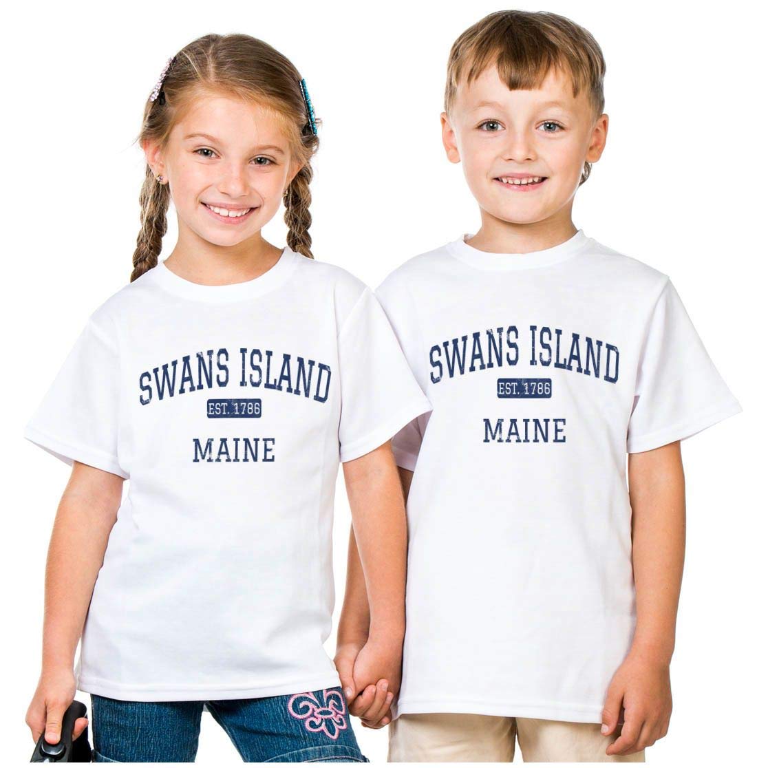 GreatCitees Swans Island Maine T-Shirt - Vintage Style Cotton Tee for Men & Women - Perfect for Casual Wear, Travel & Coastal Lifestyle