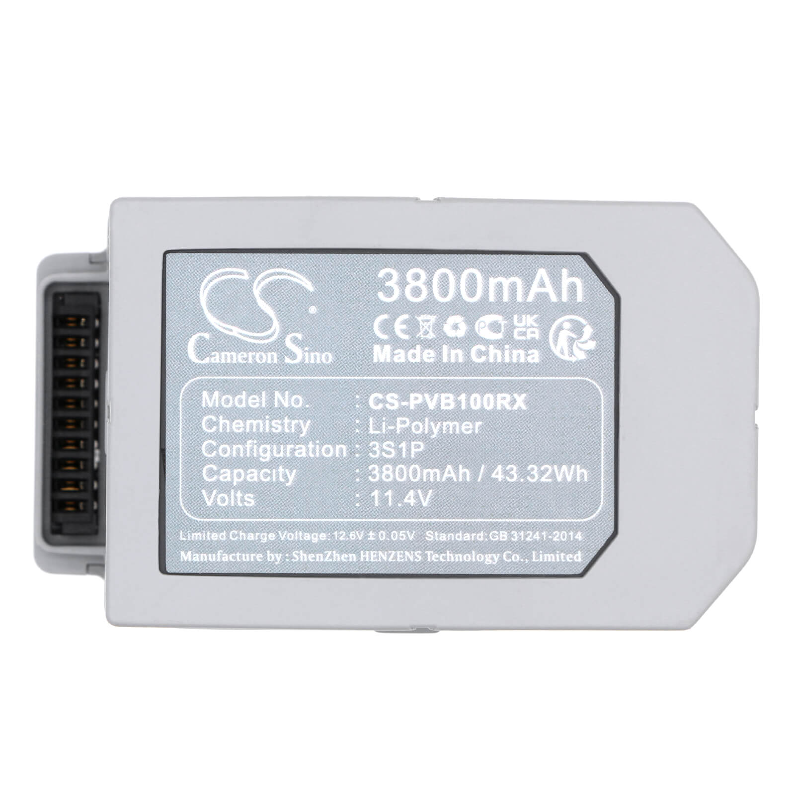 11.4V 3800mAh Li-Polymer Drone Battery - Compatible with Powervision, Pemib10 & Poweregg X (43.32Wh) - Long Flight Time for Aerial Photography & Outdoor Adventures