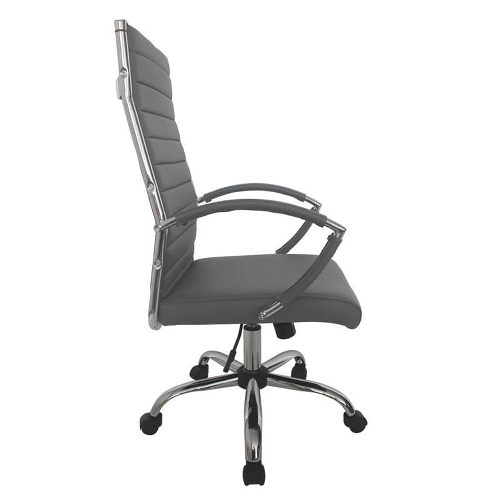 Furniture of America Damse Faux Leather Large Adjustable Office Chair in Gray - Ergonomic Executive Desk Chair for Home & Business Workspaces