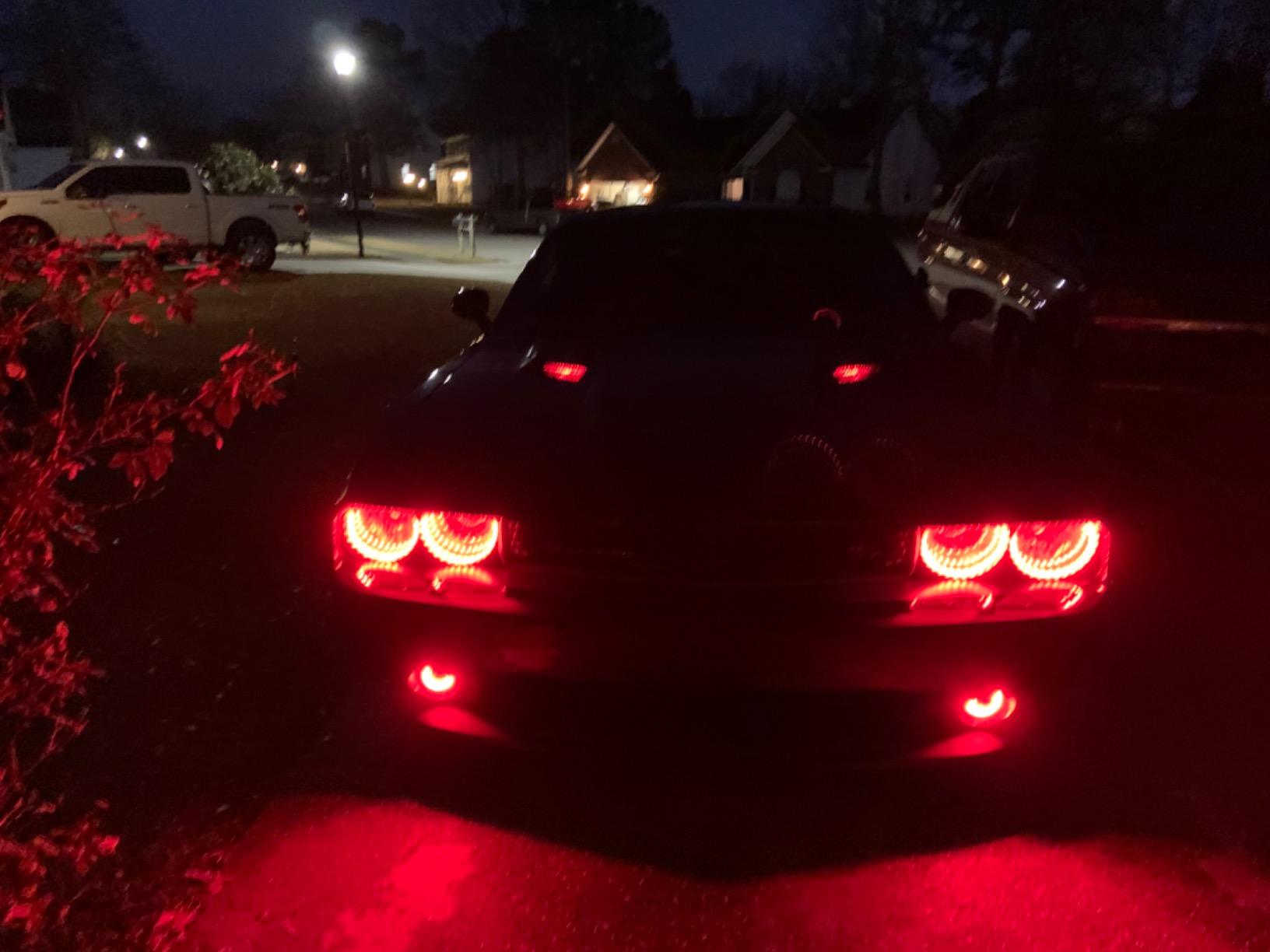 Super Bright 40 LED Halo Angel Eyes Projector Fog Lights with Red Rings - High Performance Car Lighting for Night Driving & Off-Road Adventures